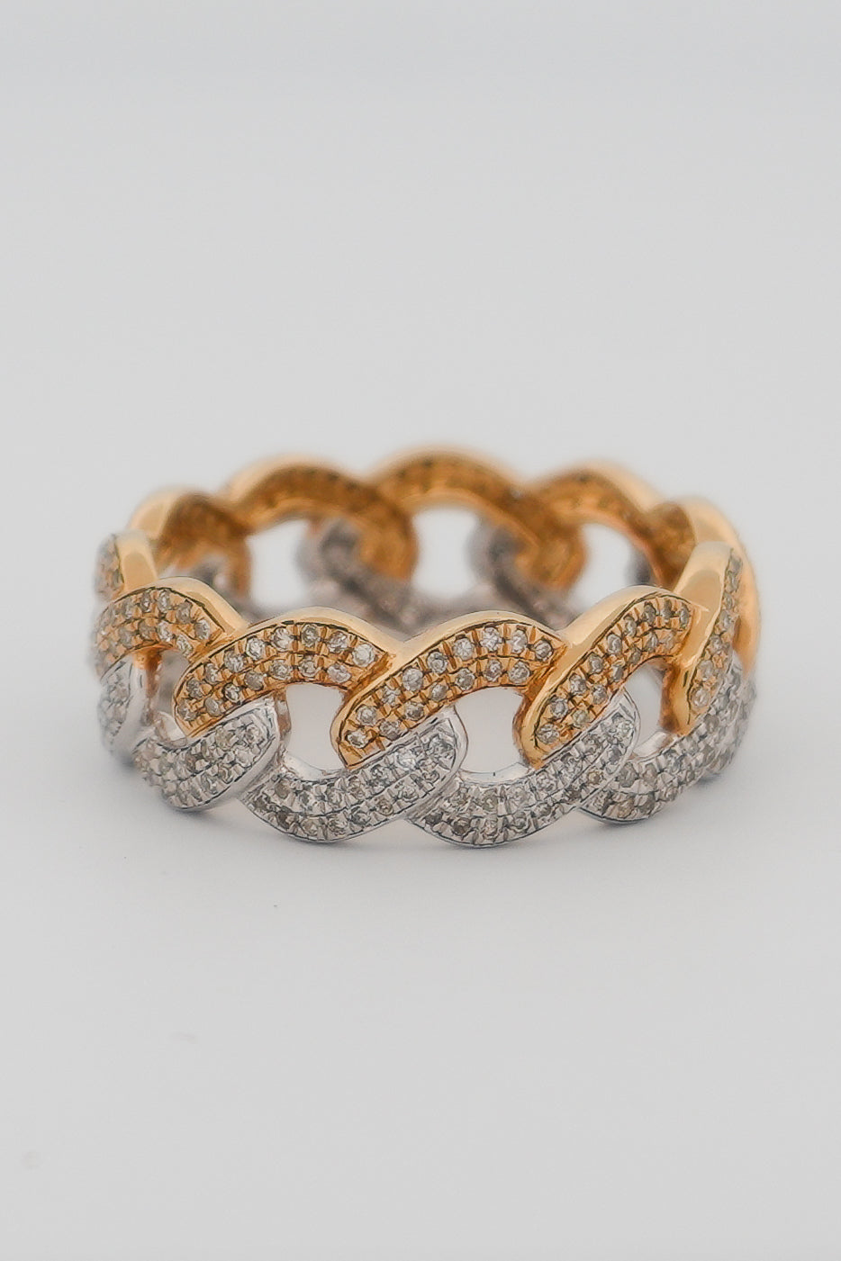 10k Two Tone Gold 1.0ct Diamond Cuban Ring
