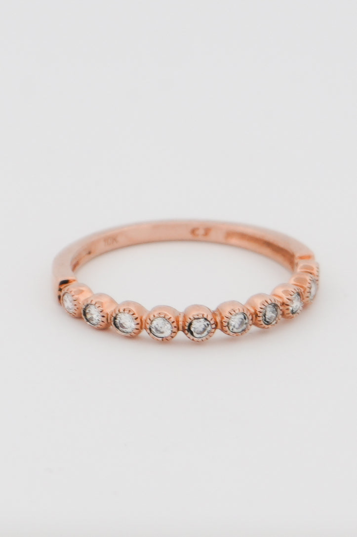 10k Rose Gold Round Cut Ring