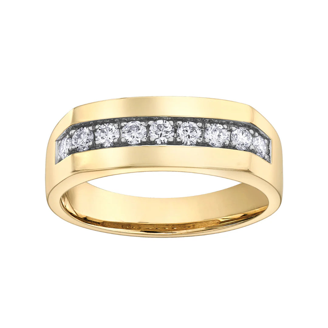 Handcrafted luxury men’s rings in Guelph by Giovi Customs featuring gold and diamond designs with bold craftsmanship.