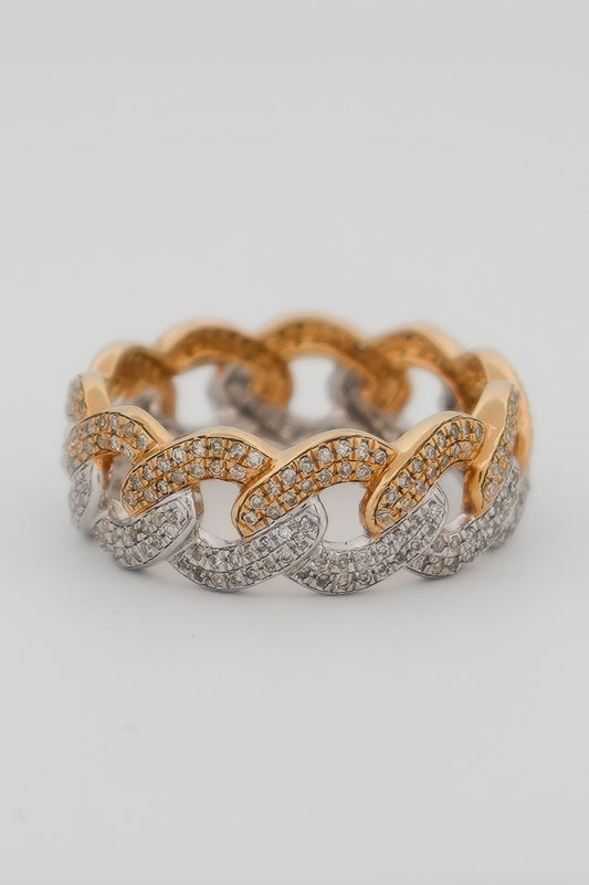 10k Two Tone Gold 1.0ct Diamond Cuban Ring