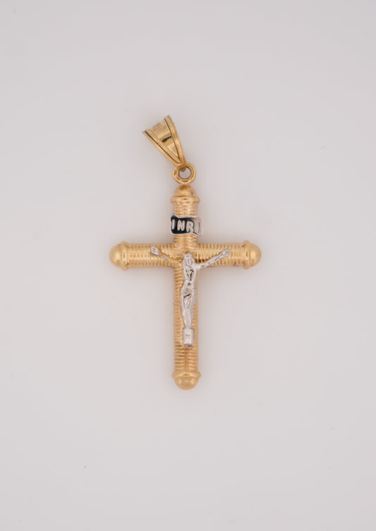 10k Gold INRI Jesus on Cross Pendant