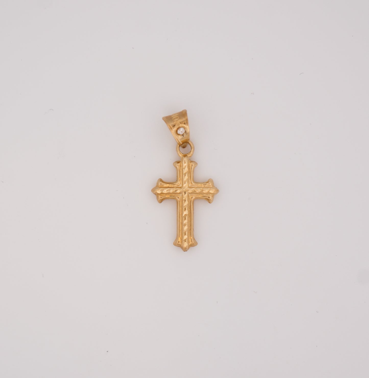 10k Gold Diamond Cut Cross Pendant